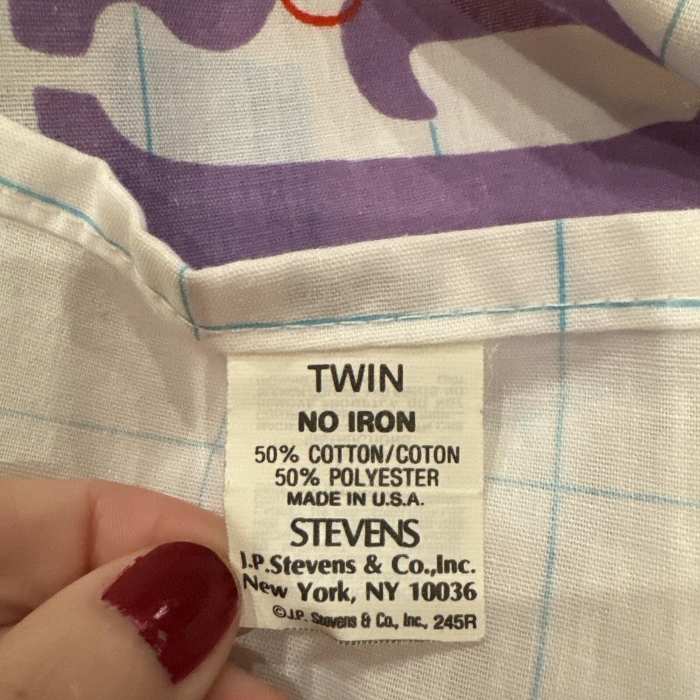 Vintage Stevens Sesame Street USA Made Flat Sheet & 1 Pillow Case Twin Bed - Picture 6 of 7